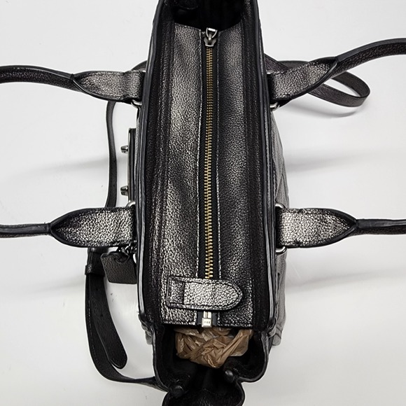 Coach Swagger 27 Patchwork Gunmetal Metallic Leather Carryall Purse 34547 $550 - Picture 11 of 16